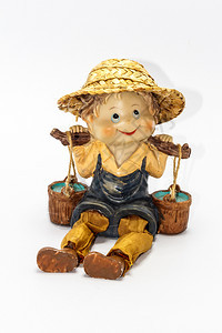 塑像稻草海伦男孩戴帽装满水桶的波特小雕像图片