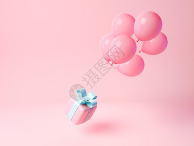 生日丰富多彩的带飞气球包装礼品照片图片
