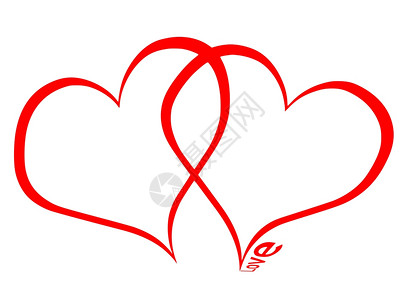 两颗心和爱的字词孤立在白色上妈们单词红色的图片