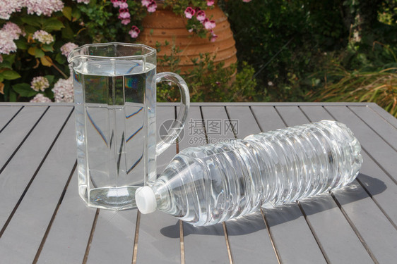 浪费为节省塑料使用而反对瓶水的抗力玻璃钱图片