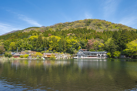 由布日本Yufu的Kinrinko湖景日本人大分图片