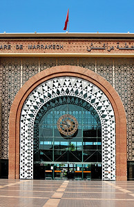 城市细节马拉喀什摩洛哥火车站地标志建筑结构图伊斯兰图片