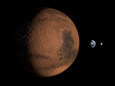 火星地球和月亮的3D转化神太阴宇宙图片