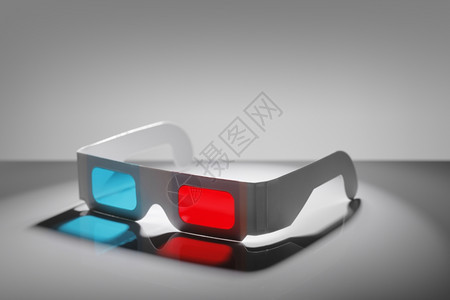 红色的视觉维度可使用纸板3DAnaglyph眼镜带有氰化透图片