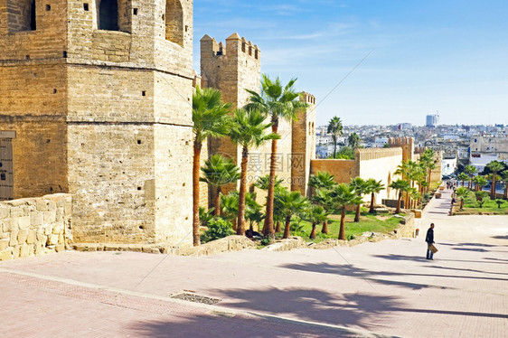 来自摩洛哥非洲旧拉巴特的城市墙户外建筑的古老图片