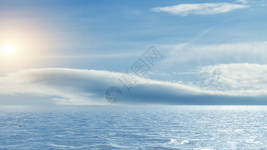 大西洋日落时的海平面地线航行蓝色的图片