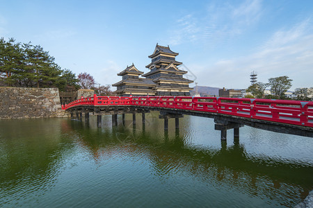 松本城与红桥背景图片