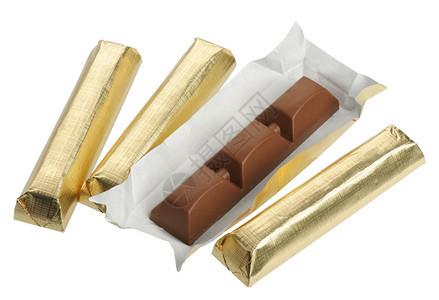 金质的巧克力条白面上隔离的巧克力条棕色挫败包装图片