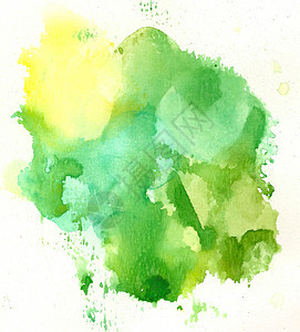 绿色黄背景水彩绿手白的绘画图片
