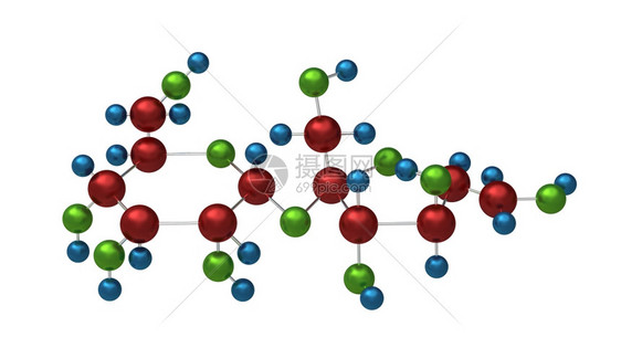 生物学糖插图苏固素分子3D转化在白色上隔离图片