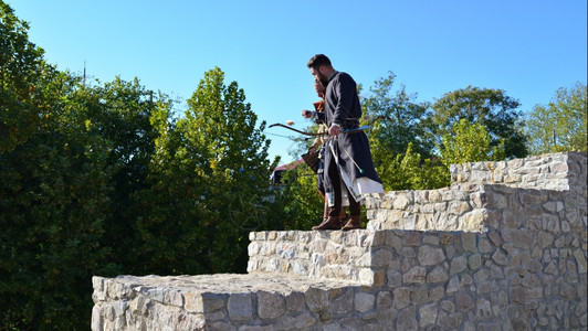 士兵德罗贝塔马尼亚10826中世纪节日弓箭手背景图片