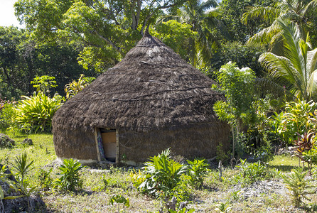 稻草本国的Lifou洛亚蒂群岛新喀里多尼亚Lifou的原始小屋新图片