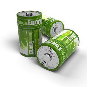 可再生能源友好用于的绿色电池在白色背景上被隔离环保的背景图片