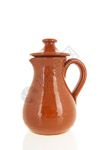 陶瓷制品花瓶红色的被白背景隔绝的陶瓷石罐图片