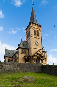 牧师VagankirkeLofotkatedralen挪威大教堂老的艺术图片