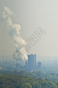 城市奥伯豪森Oberhausen及其工厂的空中观察城市图片
