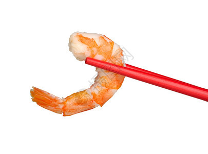 去皮白种背景被孤立的筷子上皮虾目粉色图片