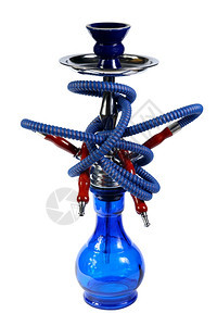 白色背景的Hookah与世隔绝土耳其管子金属图片