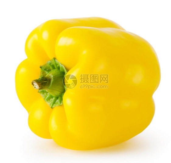 蔬菜白色的背景上隔离的亮黄胡椒色图片