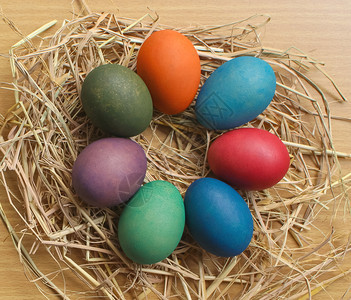 节日复活伊斯特鸡蛋多彩的复活节春天丰富多彩的图片