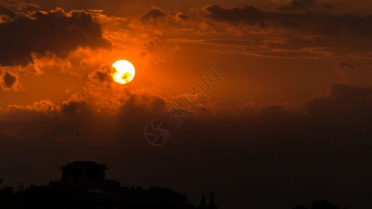 红日落和烈的落太阳天空恐惧图片
