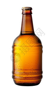 在白色背景上隔离的重啤酒瓶玻璃精白色的图片