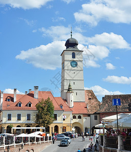 西比乌市罗马尼亚政委员会塔标志建筑老的地标理事会图片