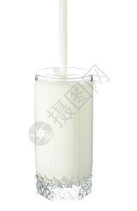 杯子白背景上隔绝的玻璃牛奶开菲尔白色的图片