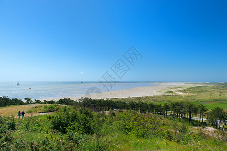 荷兰瓦登岛海滩和洋的风景岸帆船沙丘夏天图片