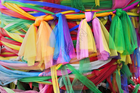 丝带一种环绕神圣的博迪树泰国曼谷颜色图片