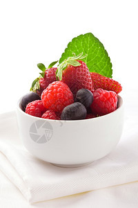 照片美味果莓白孤立背景薄荷甜的健康可口图片