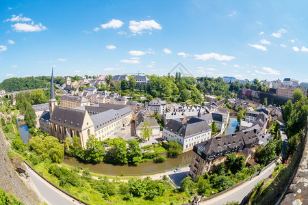 明信片卢森堡老城格伦德的全景观宽旅游图片