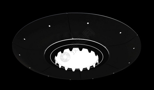 侵略者3d飞碟在黑色背景上分离成的变异目身份不明宇宙设计图片