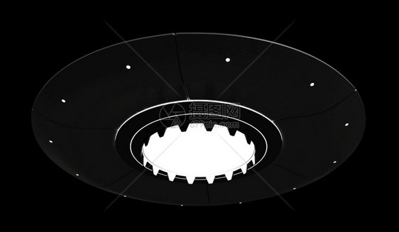 3d飞碟在黑色背景上分离成的变异目身份不明宇宙图片