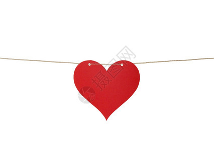 大括号概念的一张纸心脏在根绳索上被白线隔开妈们图片