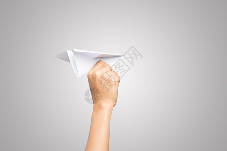 空气目的白色背景孤立达特造纸飞机在白色背景上玩物图片