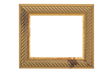 古董金框在白背景与剪切路径A隔离艺术复古的金图片