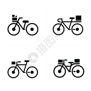 健康城市自行车和交通图标黑色的图片