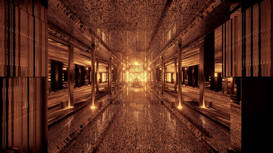 无尽的长廊几何学抽象的3d插图4kuhd的四千个uhd抽象背景用美亮出的