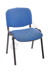 白色的放松家具背景上孤立的蓝色办公椅图片