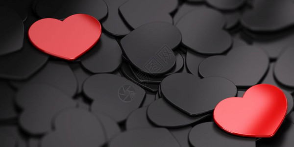 卡片分开的遇见黑色红心两个形状黑红的两种形状带有信息复制空间的爱情感卡符号分离爱情背景图片