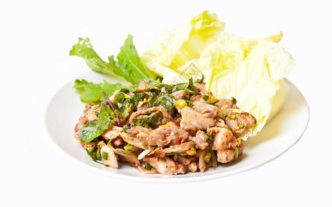 泰国食品呼吁来自猪肉辣味成分NAMOTOKMoO穆白色的美味图片