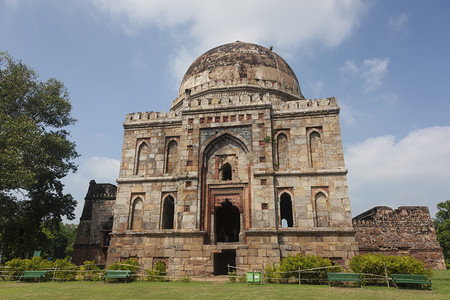 古老的祈祷建筑学位于印度新德里Lodhi花园的清真寺图片