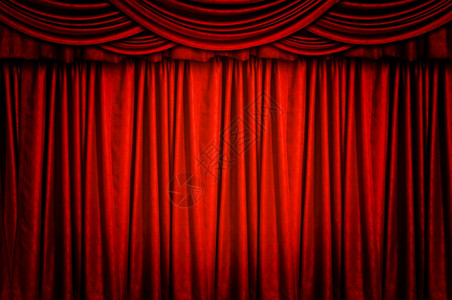 喜剧戏娱乐背景窗帘的红色天鹅绒台幕背景图片