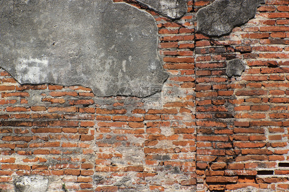旧的破碎砖墙作为背景或纹理作为背景具体的岩石堵塞图片