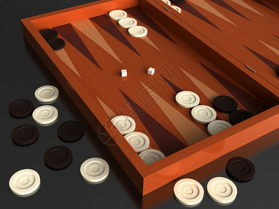 黑色的传统双陆棋游戏板的3D转换木头运动图片
