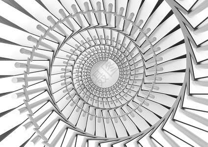 灰色的3d形成白和灰螺旋楼梯背景技术渲染图片