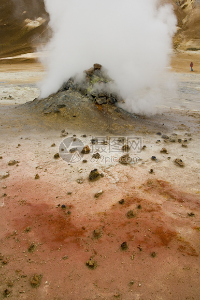 旅行米湖靠近冰岛北部Myvatn湖附近的Namaskard地热区火山蒸汽喷口图片