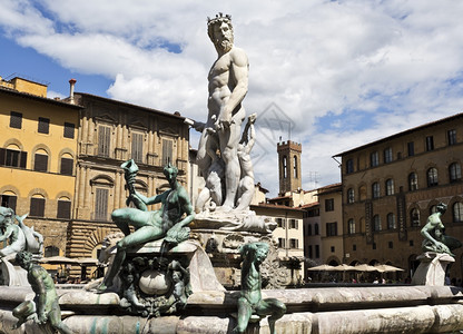 再生位于意大利佛罗伦萨DellaSignoria广场的海王星喷泉建筑学托斯卡纳图片