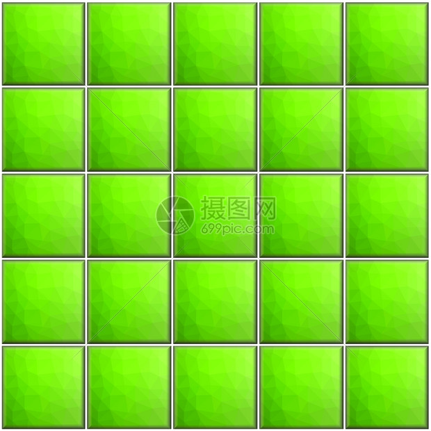 抽象的形带有多边装饰和白色关节的平方绿瓷砖照片图片